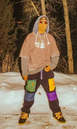 Travis Scott wearing Brain Dead pants