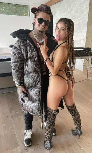 Lil Pump wearing Fendi jacket