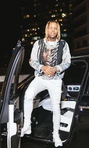 Lil Durk wearing Worship sweatshirt