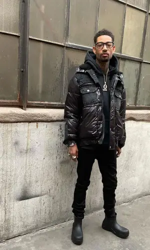 PnB Rock wearing Bottega Veneta boots