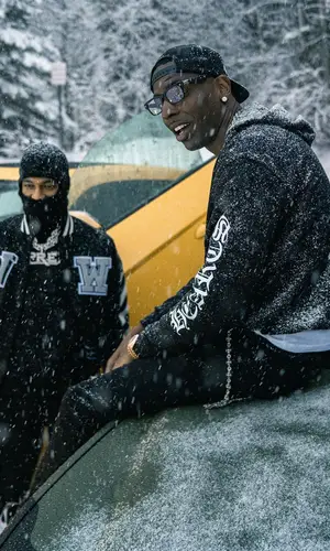 Key Glock wearing Off-White sweatshirt