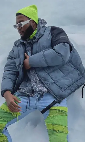 Khalid wearing Denimcratic jeans