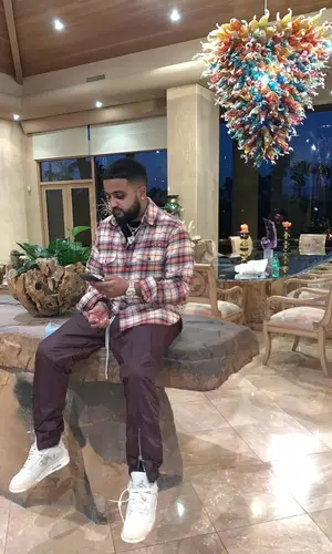 Nav wearing Rick Owens pants