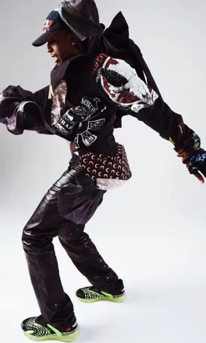 ASAP Rocky wearing Marine Serre trousers