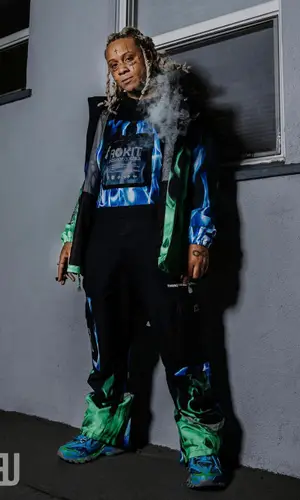 Trippie Redd wearing Rokit jacket