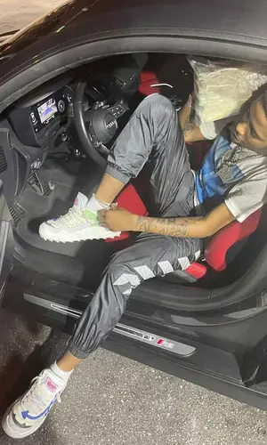 Pooh Shiesty wearing Off-White pants
