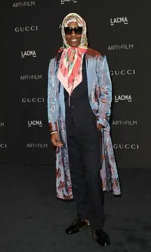 ASAP Rocky wearing Gucci scarf