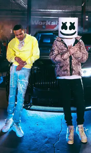 Marshmello wearing Amiri jeans