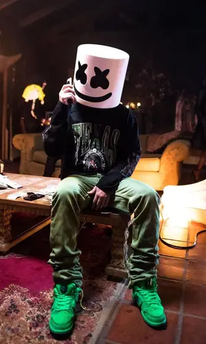 Marshmello wearing Rhude sweatshirt