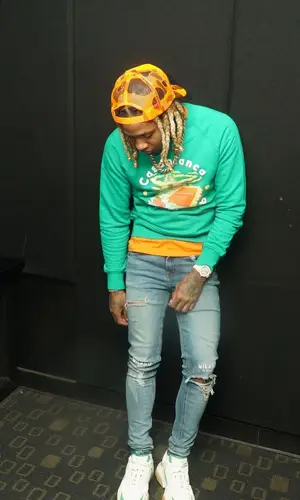 Lil Durk wearing Casablanca sweatshirt