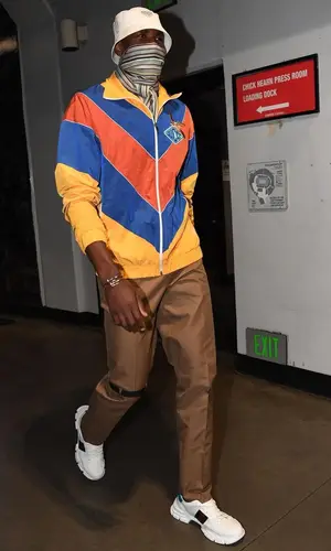 Serge Ibaka wearing Gucci sneakers