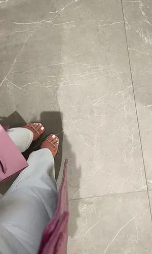 Kylie Jenner wearing Amina Muaddi sandal