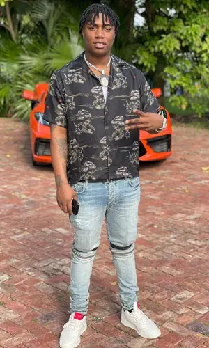 Fredo Bang wearing Amiri shirt