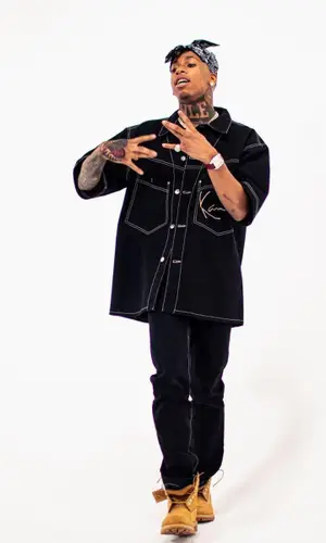 NLE Choppa wearing NLE Choppa Merch hat