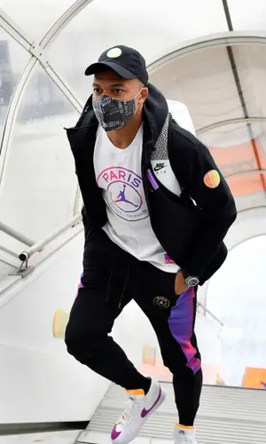 Kylian Mbappe wearing Jordan pants