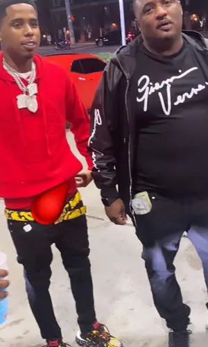 Pooh Shiesty wearing Versace belt