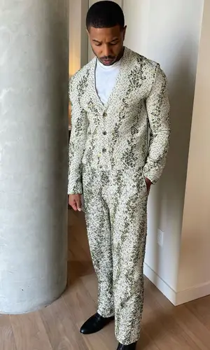 Michael B. Jordan wearing Bottega Veneta pants