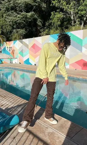 Iann Dior wearing Alexander Wang sweatshirt