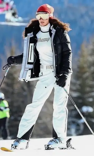 Bella Hadid wearing Aztech jacket