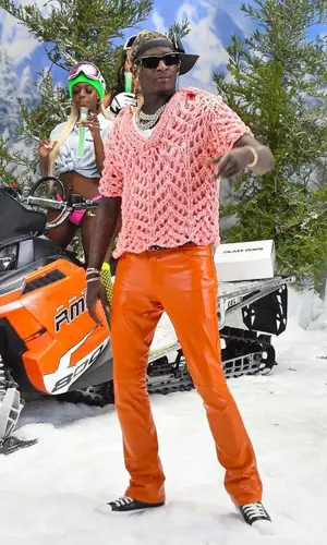 Young Thug wearing Burberry cap