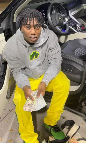 Fredo Bang wearing Off-White hoody