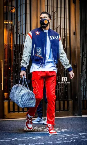 Jayson Tatum wearing Goyard bag
