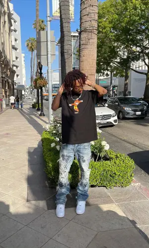 Lil Tecca wearing Rick Owens bag