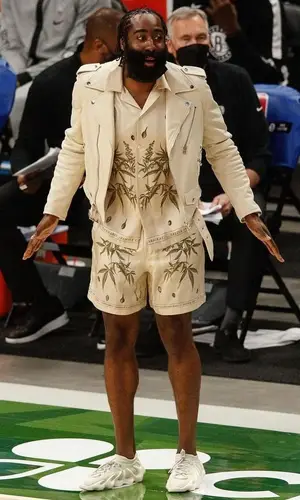 James Harden wearing Amiri shorts