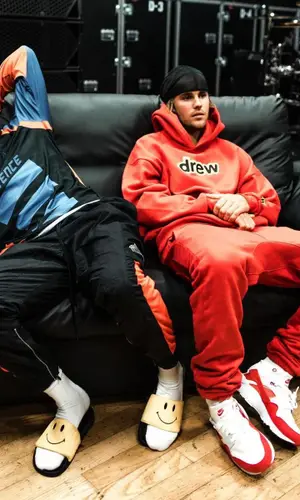 Justin Bieber wearing Drew House hoody