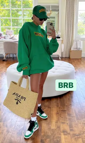 Hailey Bieber wearing Nike sneakers