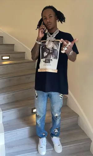 Rich The Kid wearing Bottega Veneta bag