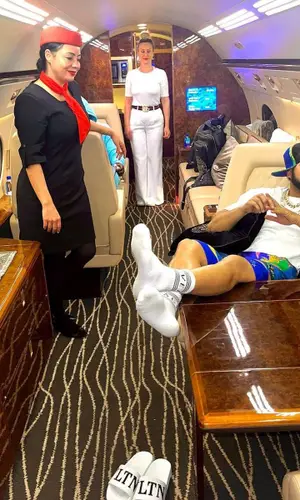 El Alfa El Jefe wearing Valentino sandal