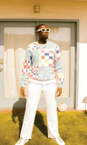 Sheck Wes wearing Louis Vuitton sneakers