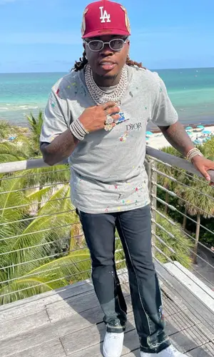 Gunna wearing Jon Stan cap