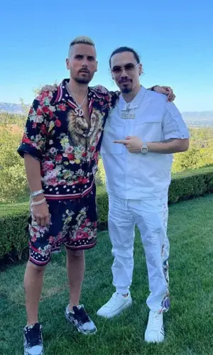 Scott Disick wearing Dolce & Gabbana shorts