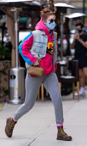 Gigi Hadid wearing Dr. Martens boots