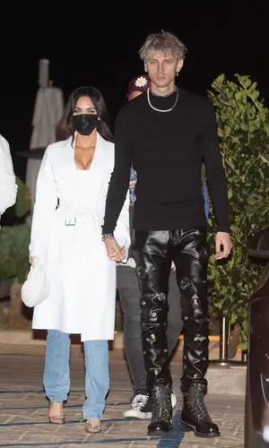 Megan Fox wearing Amina Muaddi sandal