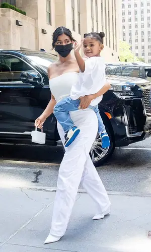 Kylie Jenner wearing Amina Muaddi bag