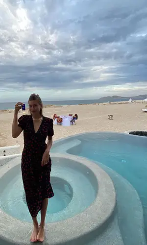 Hailey Bieber wearing Fallon Jewelry jewelry