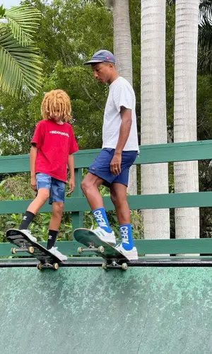 Pharrell Williams wearing Noah shorts
