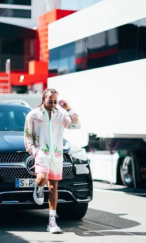 Lewis Hamilton wearing Casablanca shirt