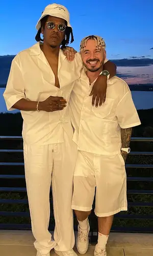 J Balvin wearing Louis Vuitton sneakers