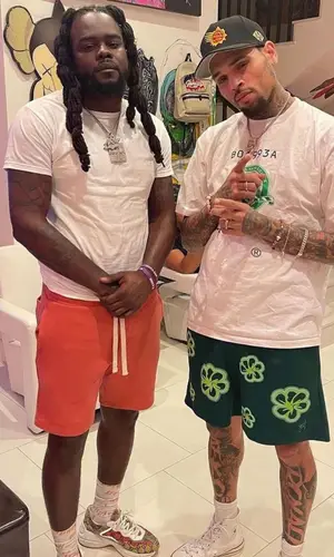 Chris Brown wearing Bape t-shirt