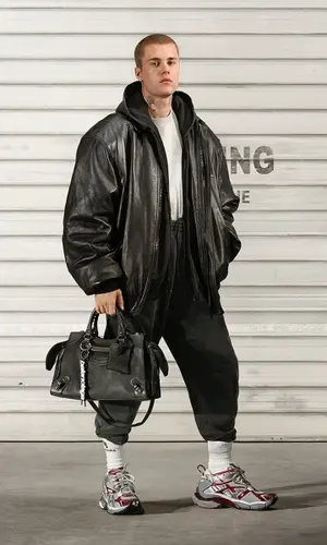 Justin Bieber wearing Balenciaga hoody