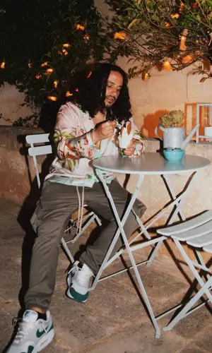Russ wearing Rick Owens pants
