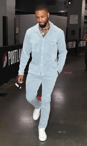 Damian Lillard wearing Christos trousers