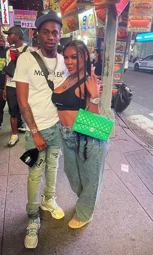 Russ Millions wearing Moncler t-shirt