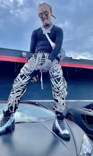 Lil Pump wearing Chrome Hearts bag