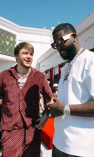 Murda Beatz wearing Amiri shirt