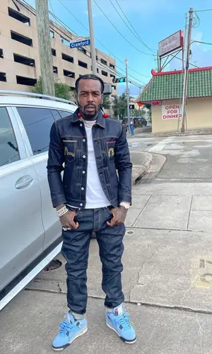 Sauce Walka wearing Evisu jeans